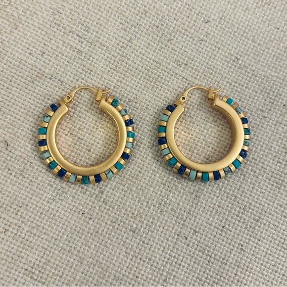 NWOT Multi-stone Hoop Earrings - Picture 5 of 6